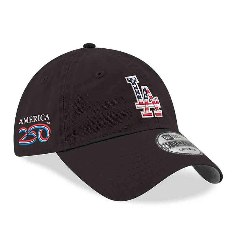 Men's New Era Black Los Angeles Dodgers America 250 9TWENTY Adjustable Hat