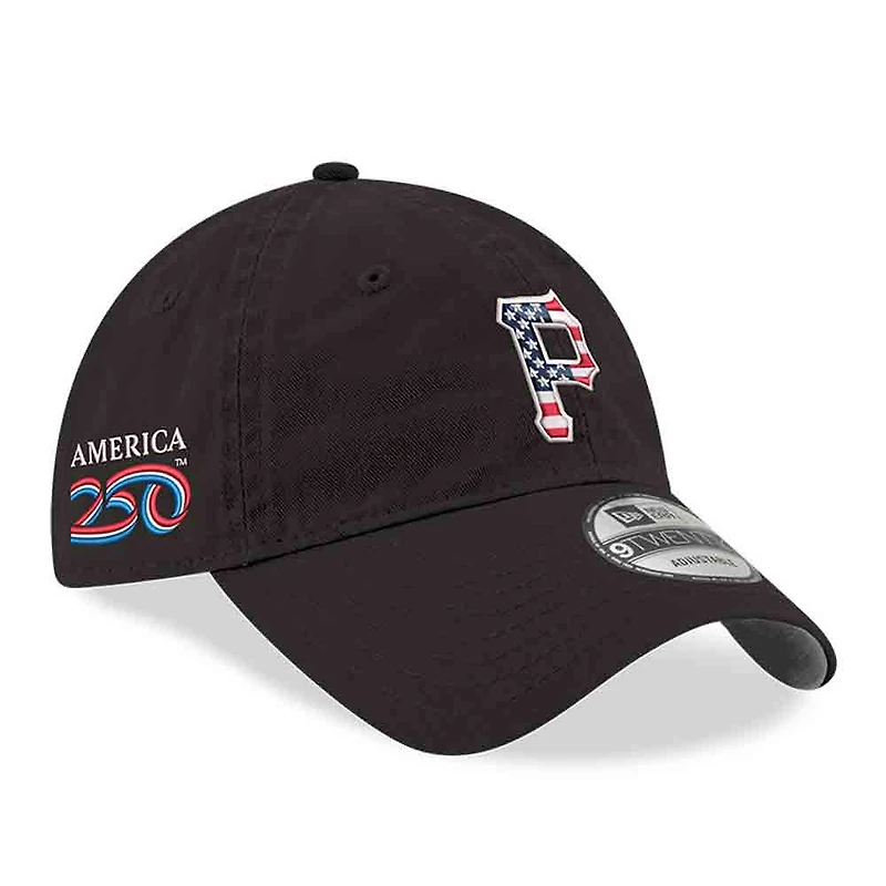 Men's New Era Black Pittsburgh Pirates America 250 9TWENTY Adjustable Hat
