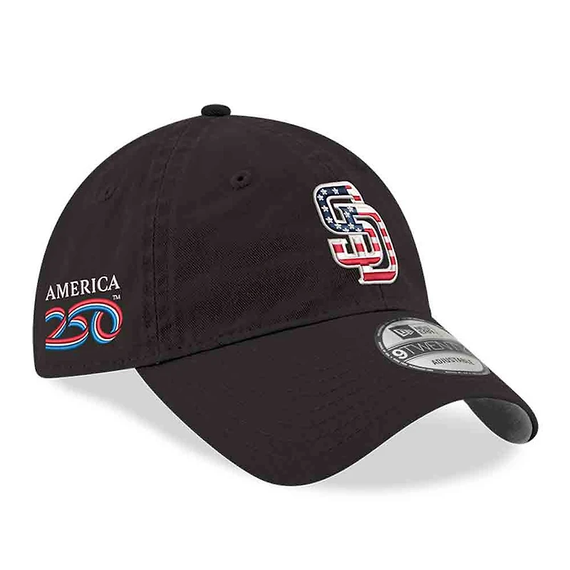 Men's New Era Black San Diego Padres America 250 9TWENTY Adjustable Hat