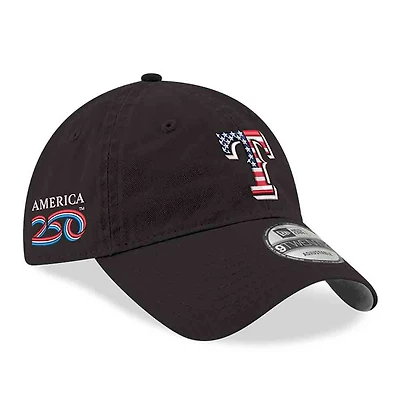 Men's New Era Black Texas Rangers America 250 9TWENTY Adjustable Hat