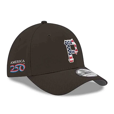 Men's New Era Black Pittsburgh Pirates America 250 39THIRTY Flex Hat
