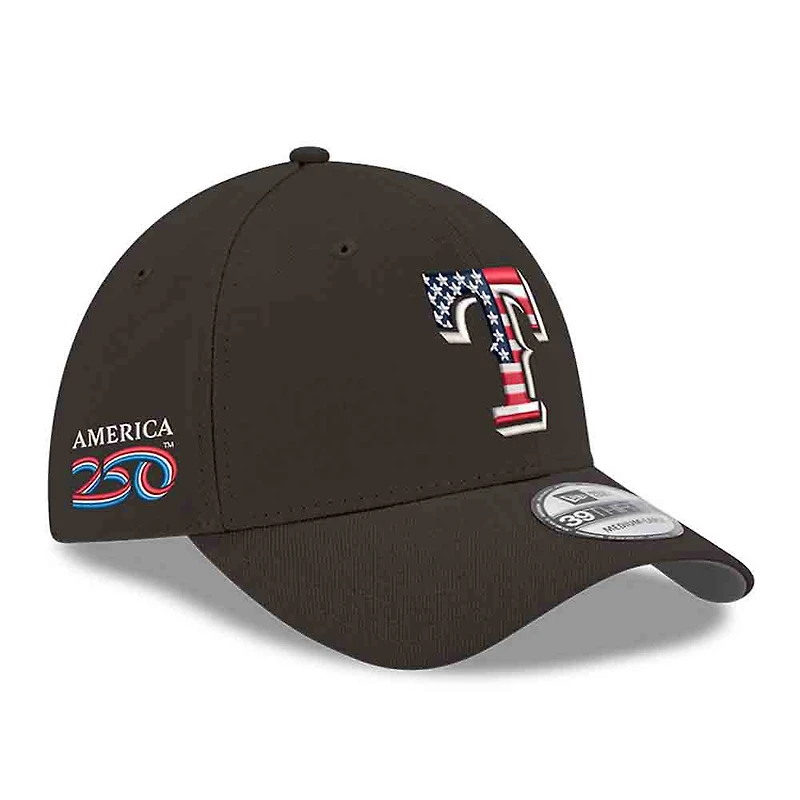 Men's New Era Black Texas Rangers America 250 39THIRTY Flex Hat