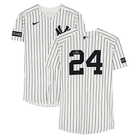 Jasson Domínguez New York Yankees Autographed Game-Used #24 White Pinstripe Nike Jersey vs. Athletics on June 29, 2025