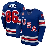 Men's Nike Jack Hughes Royal US Hockey 2026 Home Replica Jersey