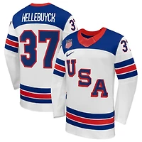 Men's Nike Connor Hellebuyck White US Hockey 2026 Away Replica Jersey