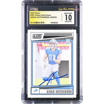 Aidan Hutchinson Detroit Lions Autographed 2022 Panini Score #307 CGC Fanatics Witnessed Authenticated 10/10 Rookie Card