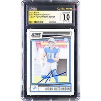 Aidan Hutchinson Detroit Lions Autographed 2022 Panini Score #307 CGC Fanatics Witnessed Authenticated 10/10 Rookie Card