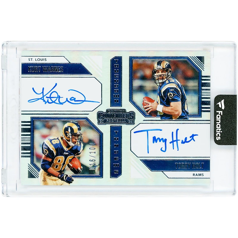 Kurt Warner & Torry Holt St. Louis Rams Autographed 2024 Panini Contenders Touchdown Tandems #TT-STL #16/100 Card