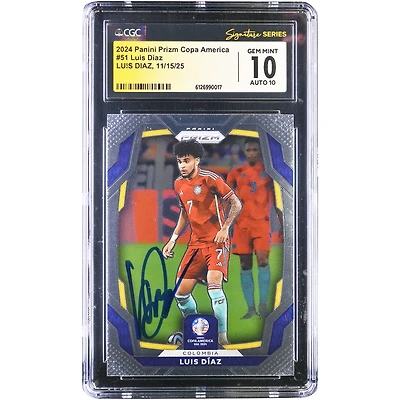 Luis Diaz Colombia National Team Autographed 2024 Panini Prizm Copa America #51 CGC Fanatics Witnessed Authenticated 10/10 Card