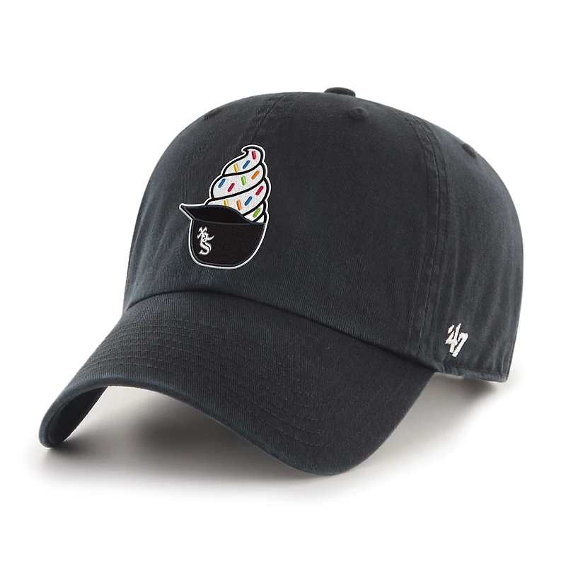 Men's '47  Black Chicago White Sox Ice Cream Helmet Clean Up Adjustable Hat