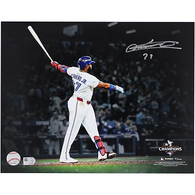 Vladimir Guerrero Jr. Toronto Blue Jays Autographed 11" x 14" 2025 American League Champions Home Run Spotlight Photograph