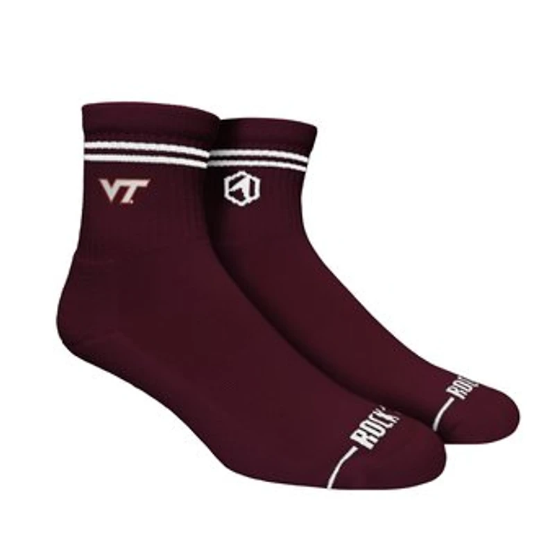 Unisex Rock Em Socks Virginia Tech Hokies Casual Stripe Quarter-Length Socks