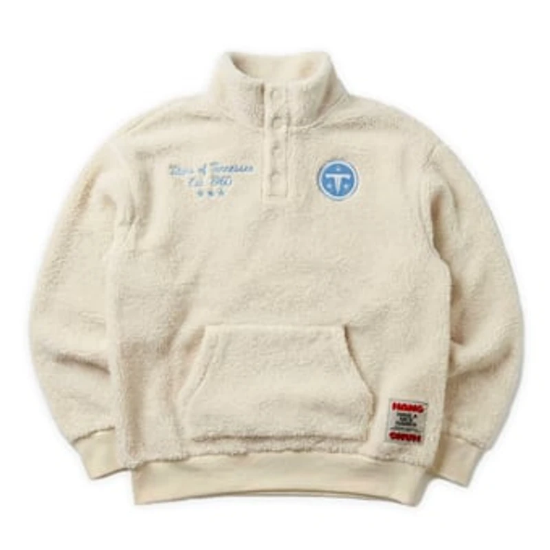 Unisex Cream HANG x Tennessee Titans Oversized Sherpa Quarter-Snap Jacket