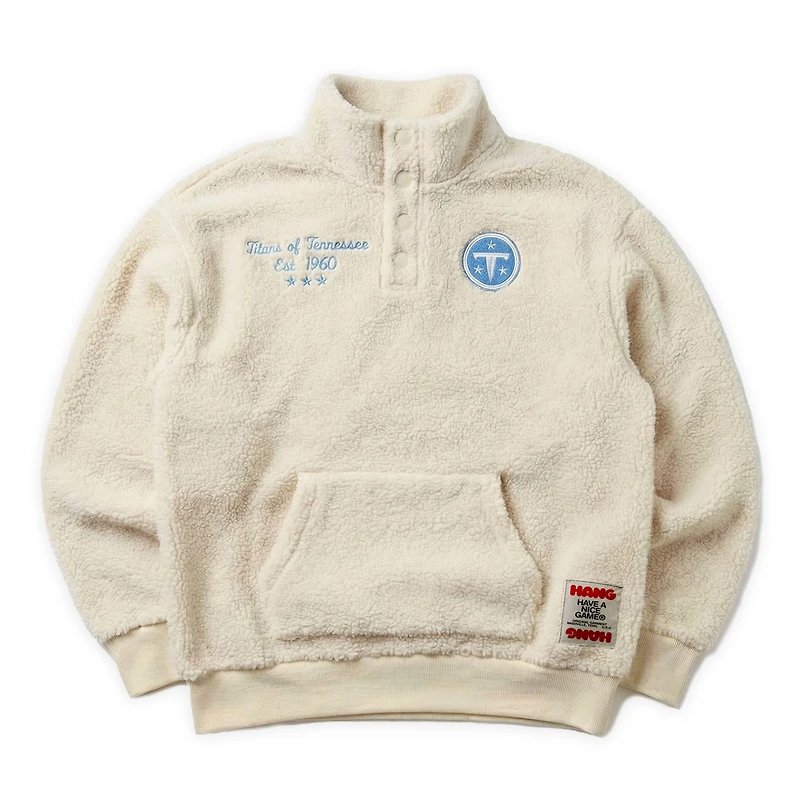 Unisex Cream HANG x Tennessee Titans Oversized Sherpa Quarter-Snap Jacket