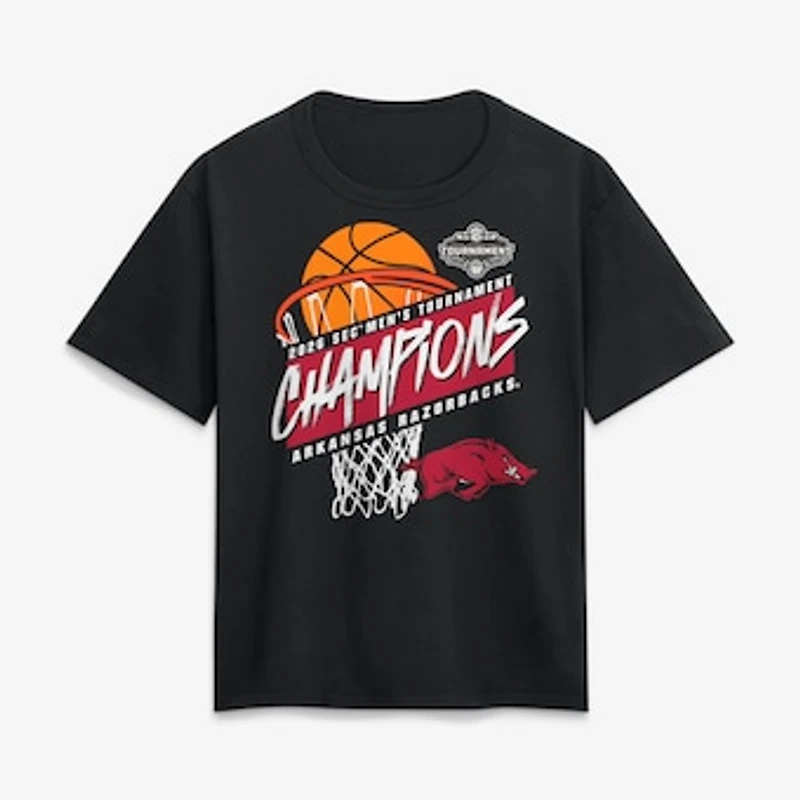 Women's Black Arkansas Razorbacks 2026 SEC Men's Basketball Tournament Champions T-Shirt