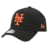 Youth New Era  Black New York Mets Cooperstown Logo 9FORTY A-Frame Adjustable Hat