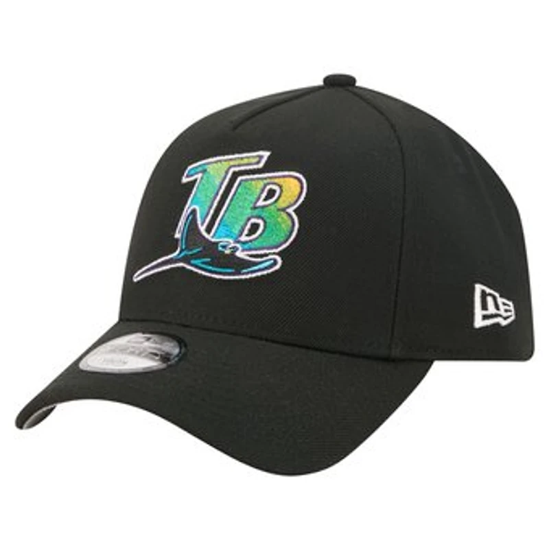 Youth New Era  Black Tampa Bay Rays Cooperstown Logo 9FORTY A-Frame Adjustable Hat