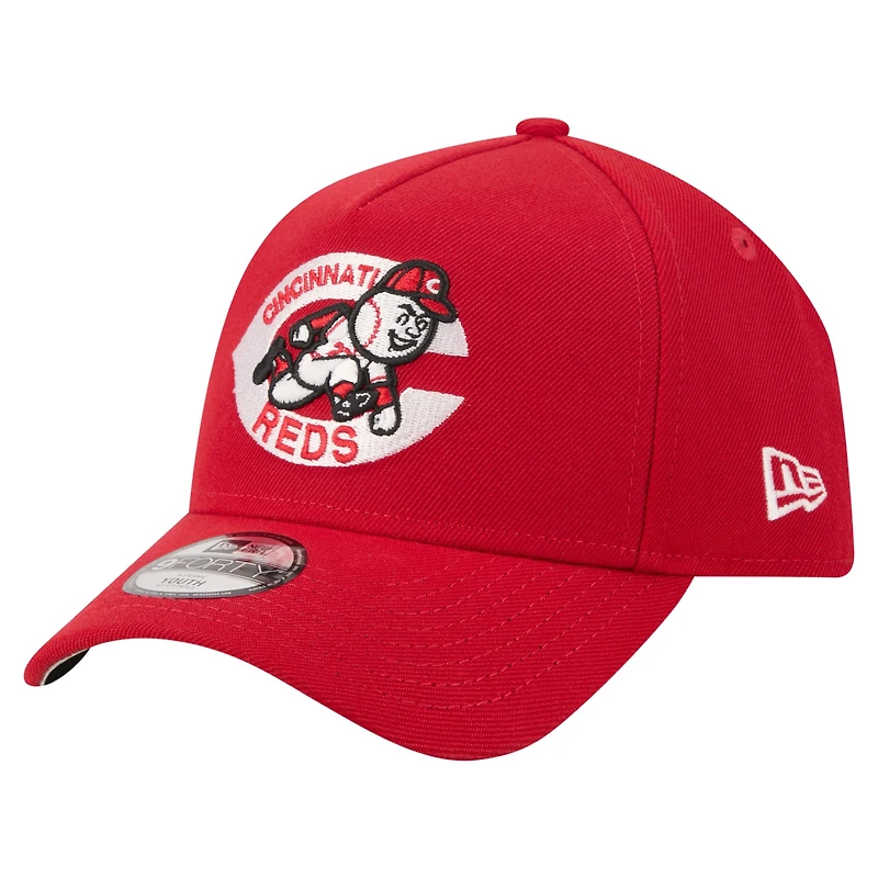 Youth New Era Red Cincinnati Reds Cooperstown Logo 9FORTY A-Frame Adjustable Hat