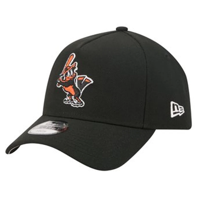 Youth New Era Black Baltimore Orioles Cooperstown Logo 9FORTY A-Frame Adjustable Hat