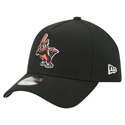 Youth New Era Black Baltimore Orioles Cooperstown Logo 9FORTY A-Frame Adjustable Hat