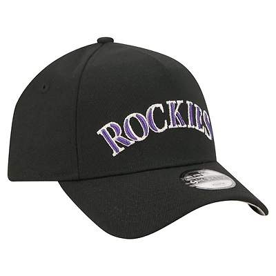 Youth New Era Black Colorado Rockies Cooperstown Logo 9FORTY A-Frame Adjustable Hat