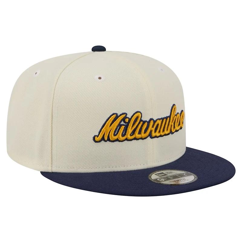 Youth New Era White Milwaukee Brewers Two-Tone 9FIFTY Snapback Hat