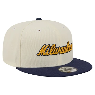 Youth New Era White Milwaukee Brewers Two-Tone 9FIFTY Snapback Hat