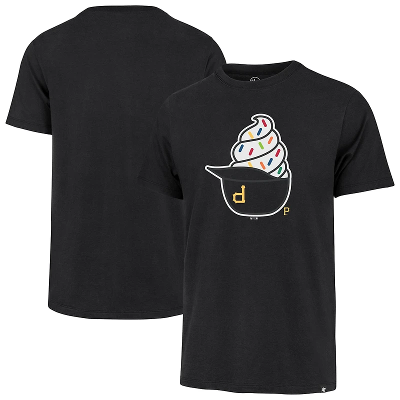 Men's '47 Black Pittsburgh Pirates Ice Cream Helmet Franklin T-Shirt