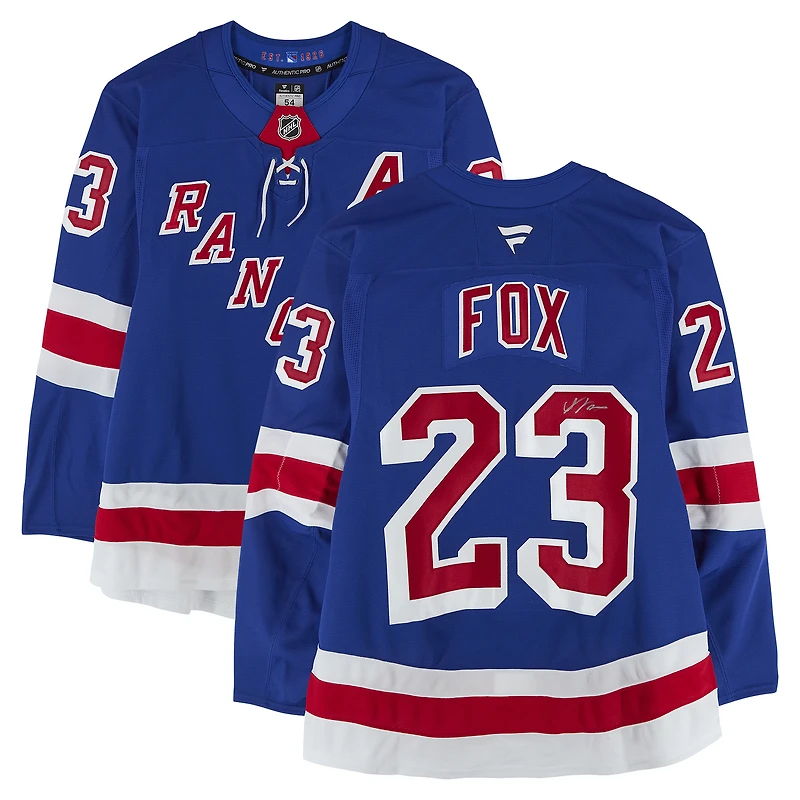 Adam Fox New York Rangers Autographed Blue Fanatics Authentic Pro Jersey