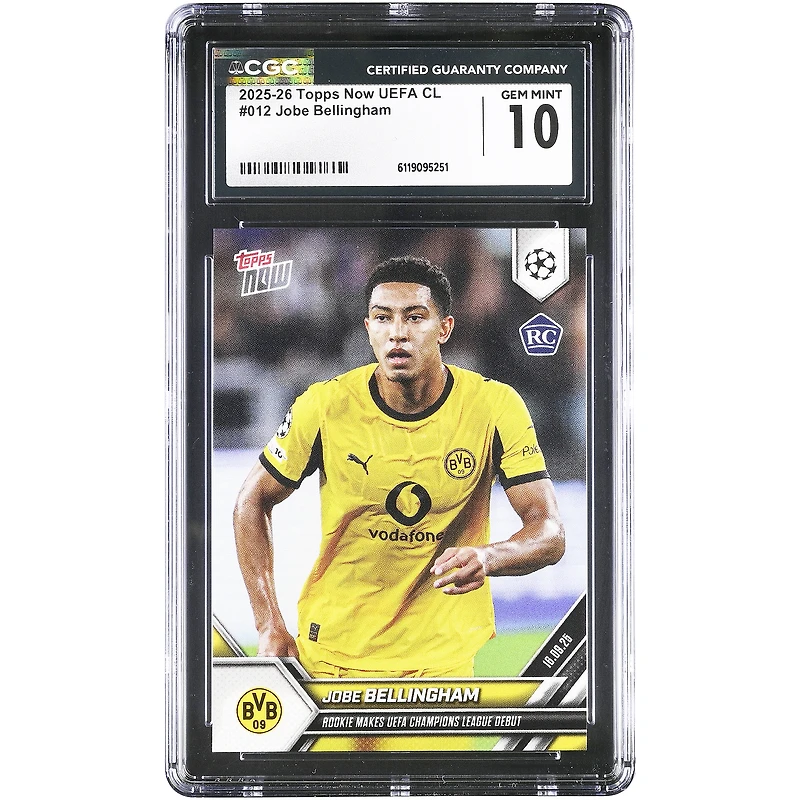 Jobe Bellingham Borussia Dortmund 2025-26 Topps Now UEFA CL Rookie Makes UEFA Champions League Debut #12 CGC Authenticated Rookie Card