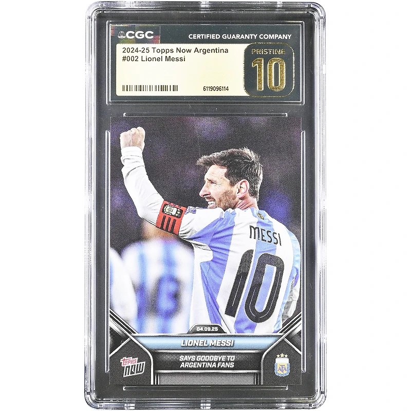 Lionel Messi Argentina National Team 2024-25 Topps Now Says Goodbye to Argentina Fans #2 CGC Authenticated PRISTINE 10 Card