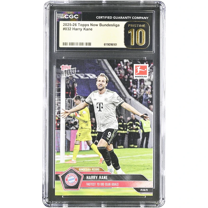 Harry Kane Bayern Munich 2025-26 Topps Now Bundesliga Fastest to 100 Club Goals #32 CGC Authenticated PRISTINE 10 Card