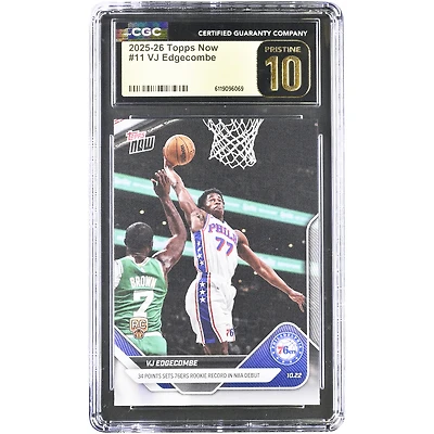 VJ Edgecombe Philadelphia 76ers 2025-26 Topps Now 34 Points Sets 76ers Rookie Record in NBA Debut #11 CGC Authenticated PRISTINE 10 Rookie Card