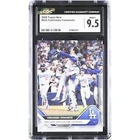 Yoshinobu Yamamoto Los Angeles Dodgers 2025 Topps Now World Series Hero Closes Game 7 on Zero Rest #925 CGC Authenticated 9.5 Card