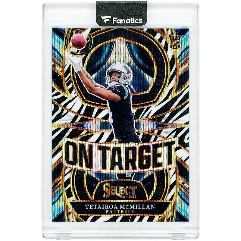 Tetairoa McMillan Carolina Panthers 2025 Panini Select On Target Zebra Prizm Case Hit #3 Rookie Card