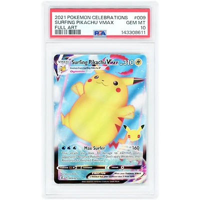 Surfing Pikachu VMAX 2021 Pokemon Celebrations Ultra Rare #009 PSA Authenticated 10 Card