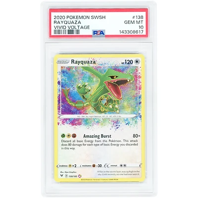 Rayquaza 2020 Pokemon Vivid Voltage Amazing Rare #138 PSA Authenticated 10 Card