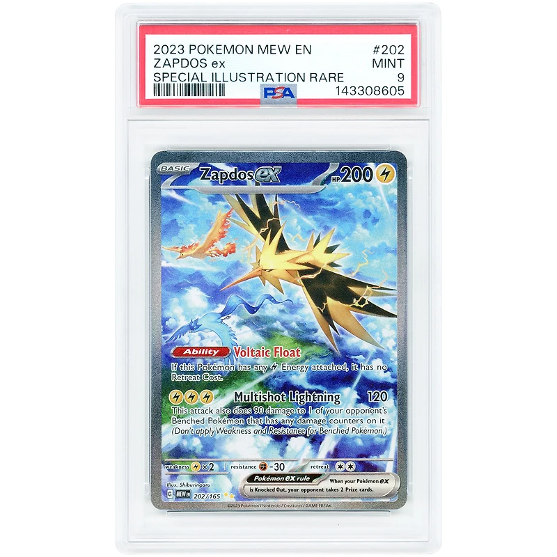 Zapdos Ex 2023 Pokemon 151 Special Illustration Rare #202 PSA Authenticated 9 Card