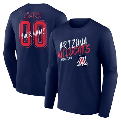 Men's Navy Arizona Wildcats Hustle Personalized Name & Number Long Sleeve T-Shirt