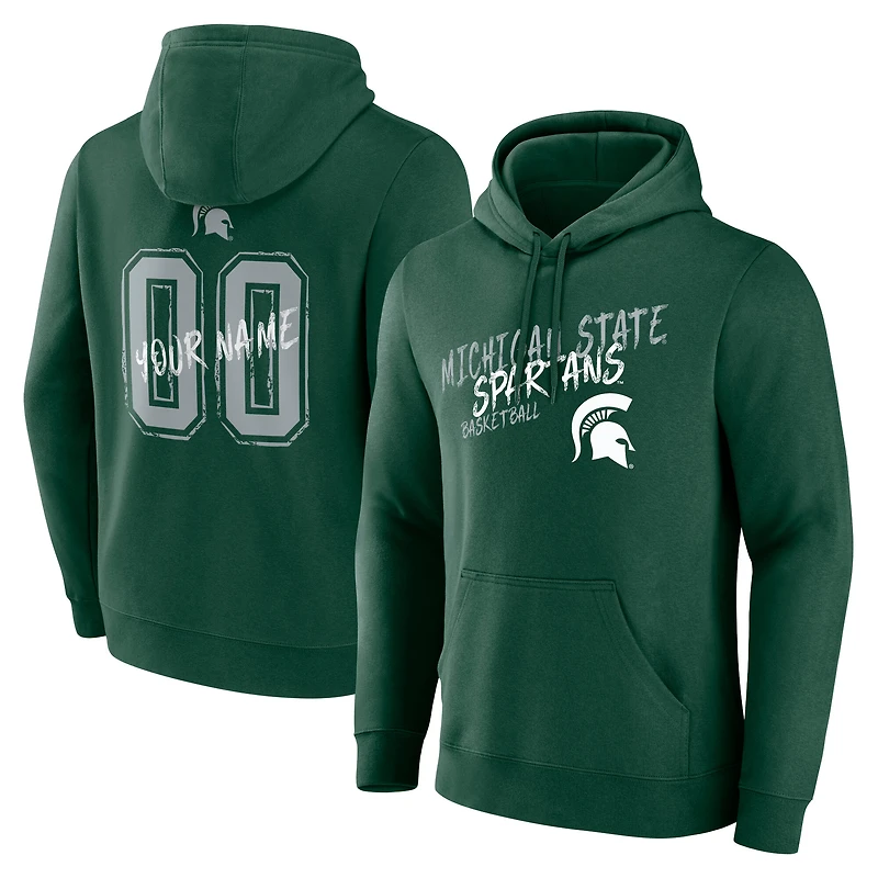 Men's Green Michigan State Spartans Hustle Personalized Name & Number Hoodie