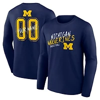 Men's Navy Michigan Wolverines Hustle Personalized Name & Number Long Sleeve T-Shirt