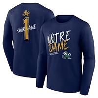 Men's Navy Notre Dame Fighting Irish Hustle Personalized Name Long Sleeve T-Shirt