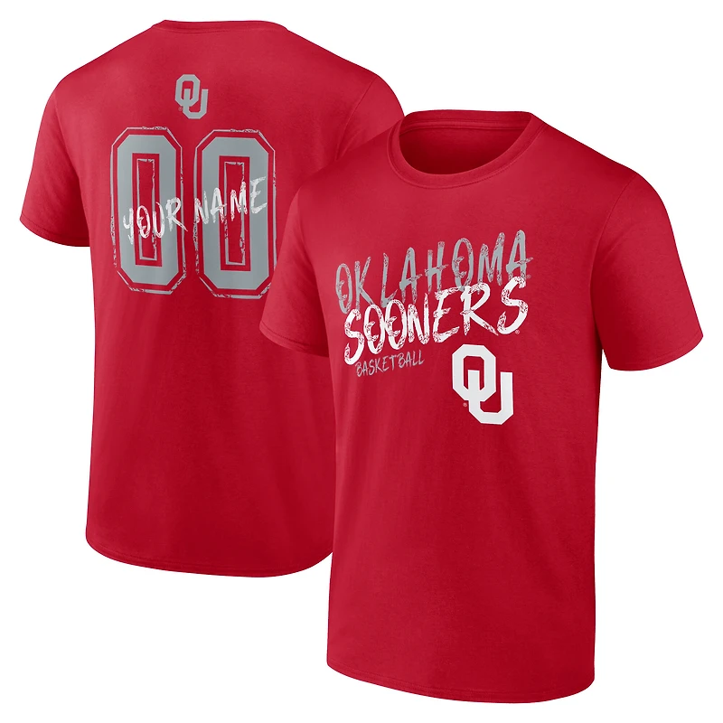 Men's Crimson Oklahoma Sooners Hustle Personalized Name & Number T-Shirt