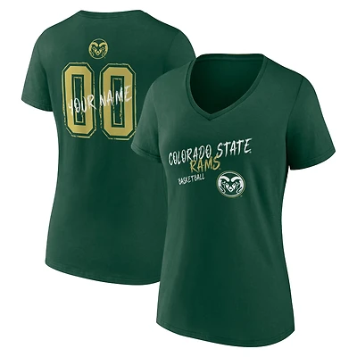 Women's Green Colorado State Rams Hustle Personalized Name & Number V-Neck T-Shirt