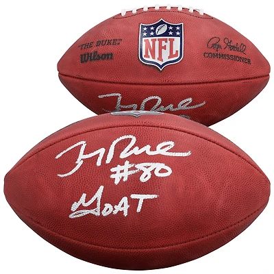 Jerry Rice San Francisco 49ers Autographed Duke Full Color Football with "Goat" Inscription