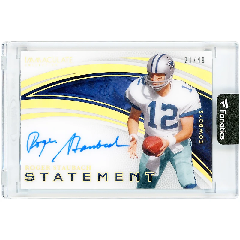 Roger Staubach Dallas Cowboys Autographed 2025 Panini Immaculate Collection Statement Signatures #SS-RSH #21/49 Card