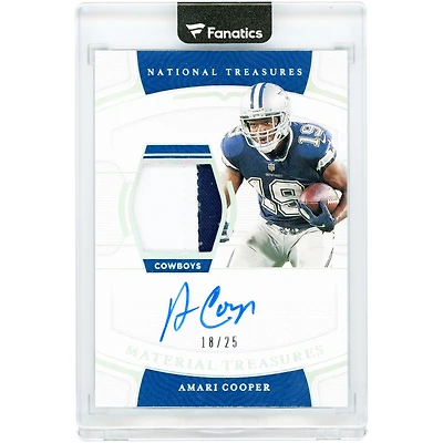 Amari Cooper Dallas Cowboys Autographed 2021 Panini National Treasures Material Treasures Two-Color Jersey Relic #MTS-AC #18/25 Card