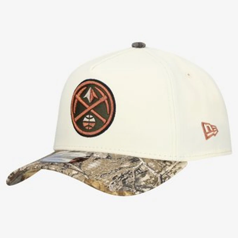Men's New Era Cream Denver Nuggets Realtree Chrome Two-Tone 9FORTY A-Frame Adjustable Hat