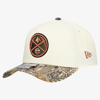 Men's New Era Cream Denver Nuggets Realtree Chrome Two-Tone 9FORTY A-Frame Adjustable Hat