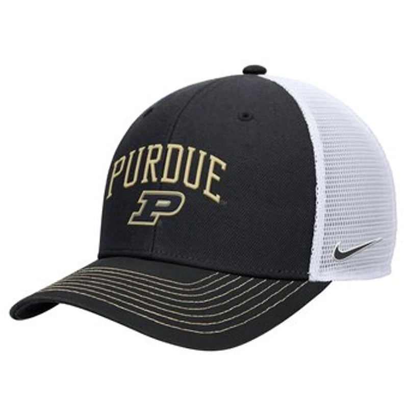 Men's Nike Black Purdue Boilermakers Rise Adjustable Trucker Hat